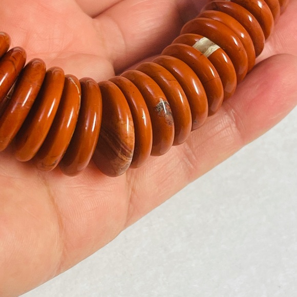 Vintage Sterling Silver Red Jasper Necklace - Picture 6 of 7